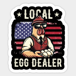 Local Egg Dealer 4th Of July Chicken American Flag Sticker